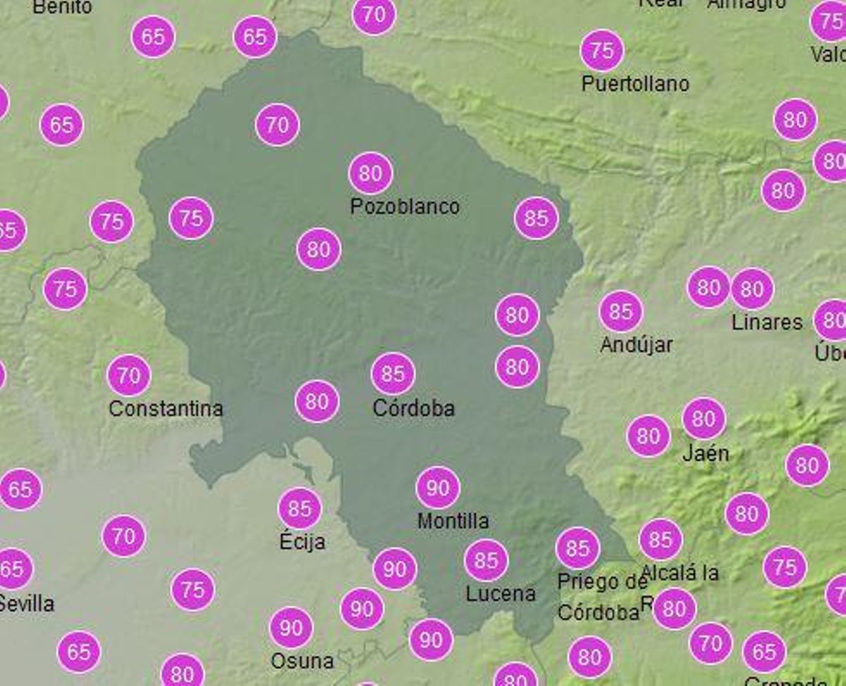 Probabilidad de precipitación el domingo 13 de marzo.