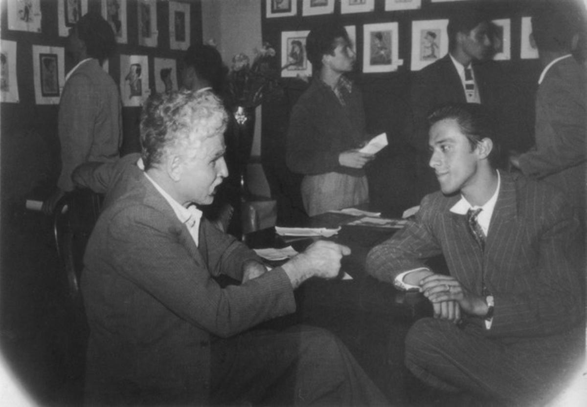 Rafaely con el maestro Abraham Cárdenes.