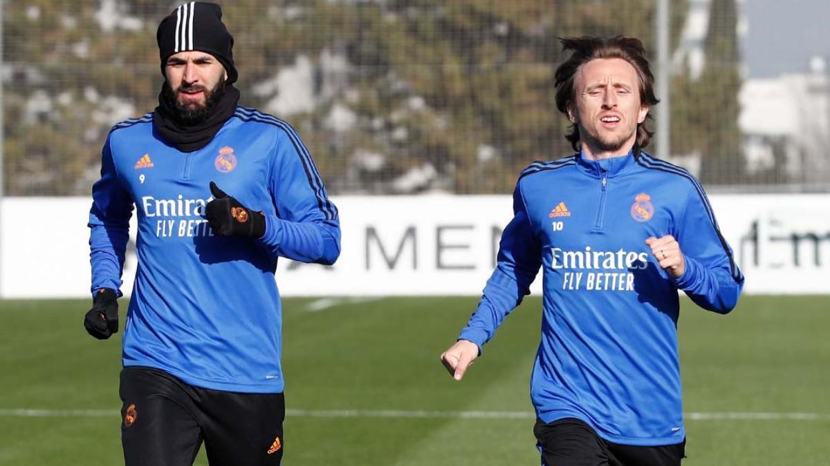 Modric y Benzema, en sesión de entrenamiento