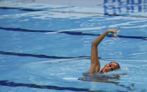 Carbonell of Spain performs in the synchronised swimming solo technical final at the Aquatics World Championships in Kazan