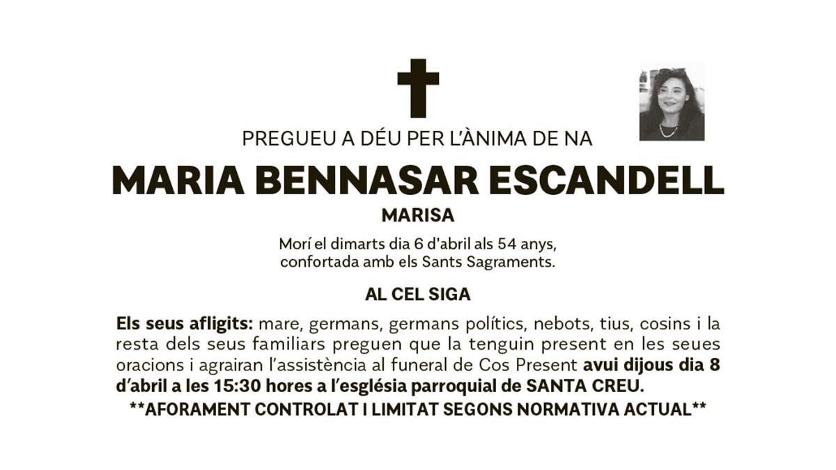 Esquela Maria Bennasar Escandell