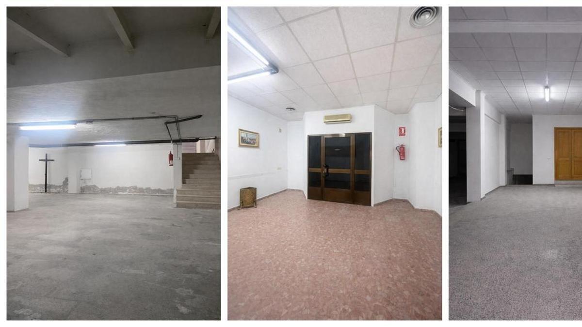 Varias dependencias del antiguo velatorio de Ontinyent, ahora a la venta.