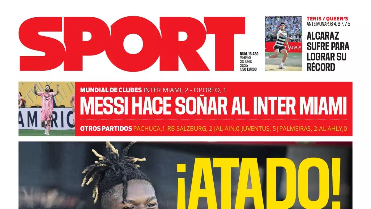 La portada de SPORT de hoy viernes, 20 de junio de 2025