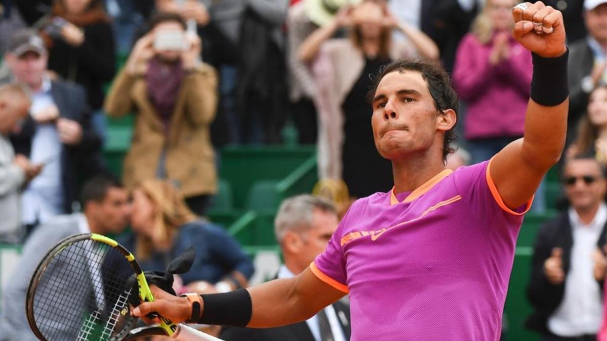 Rafa Nadal celebra el pase a los cuartos de final de Barcelona