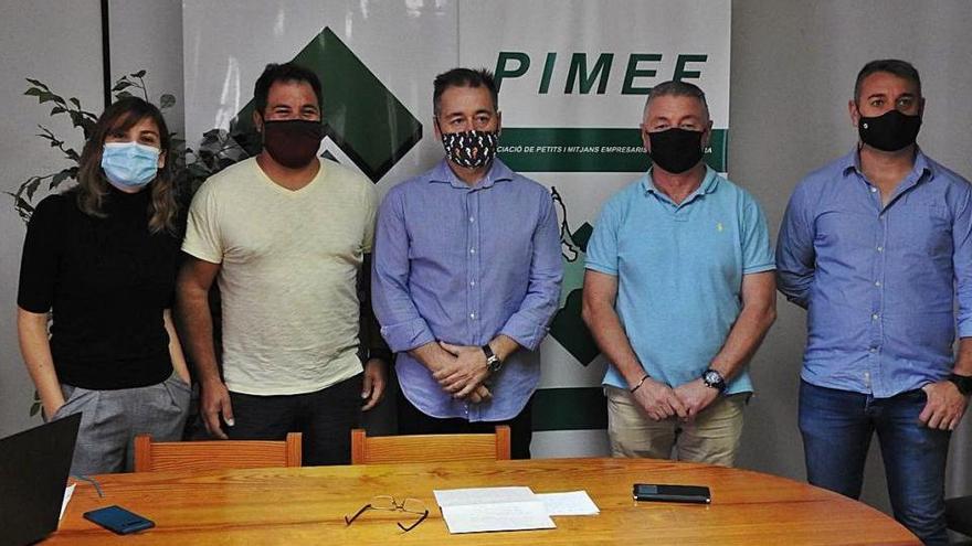 Los miembros de la directiva de la PIME de Formentera, antes de la rueda de prensa de ayer.