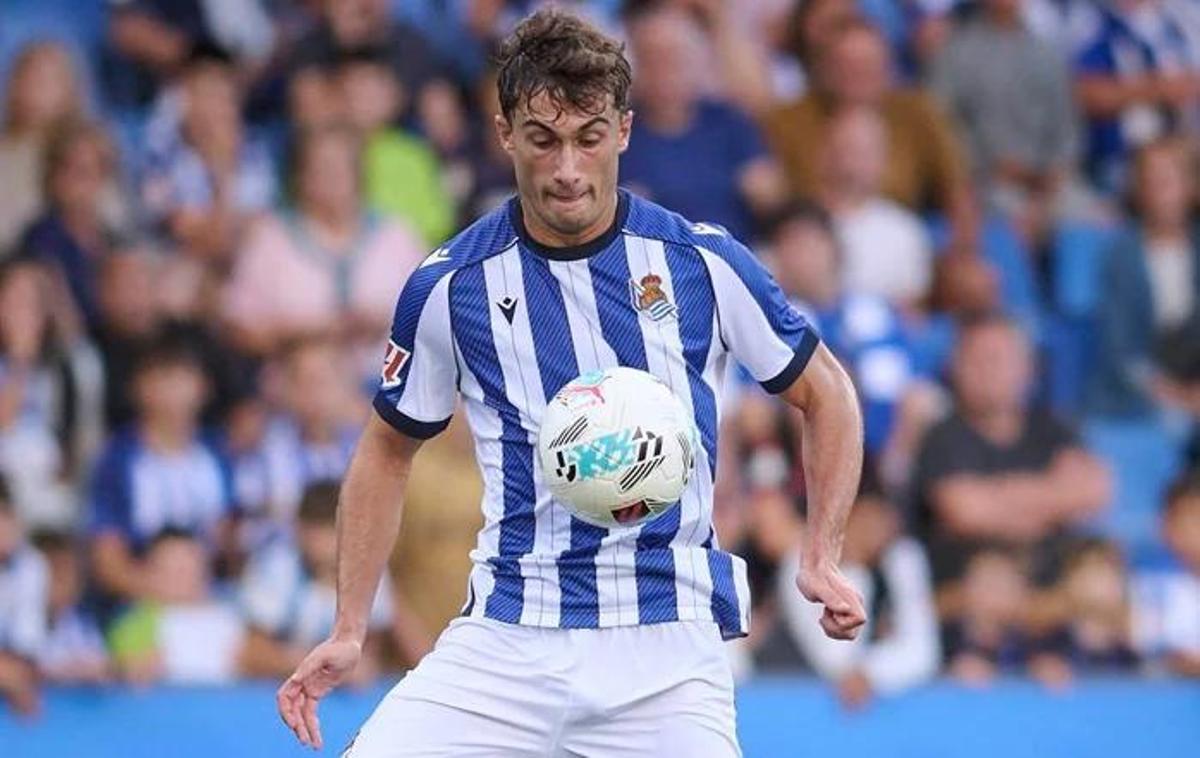 Mikel Goti, durante un encuentro de este curso con la Real Sociedad.