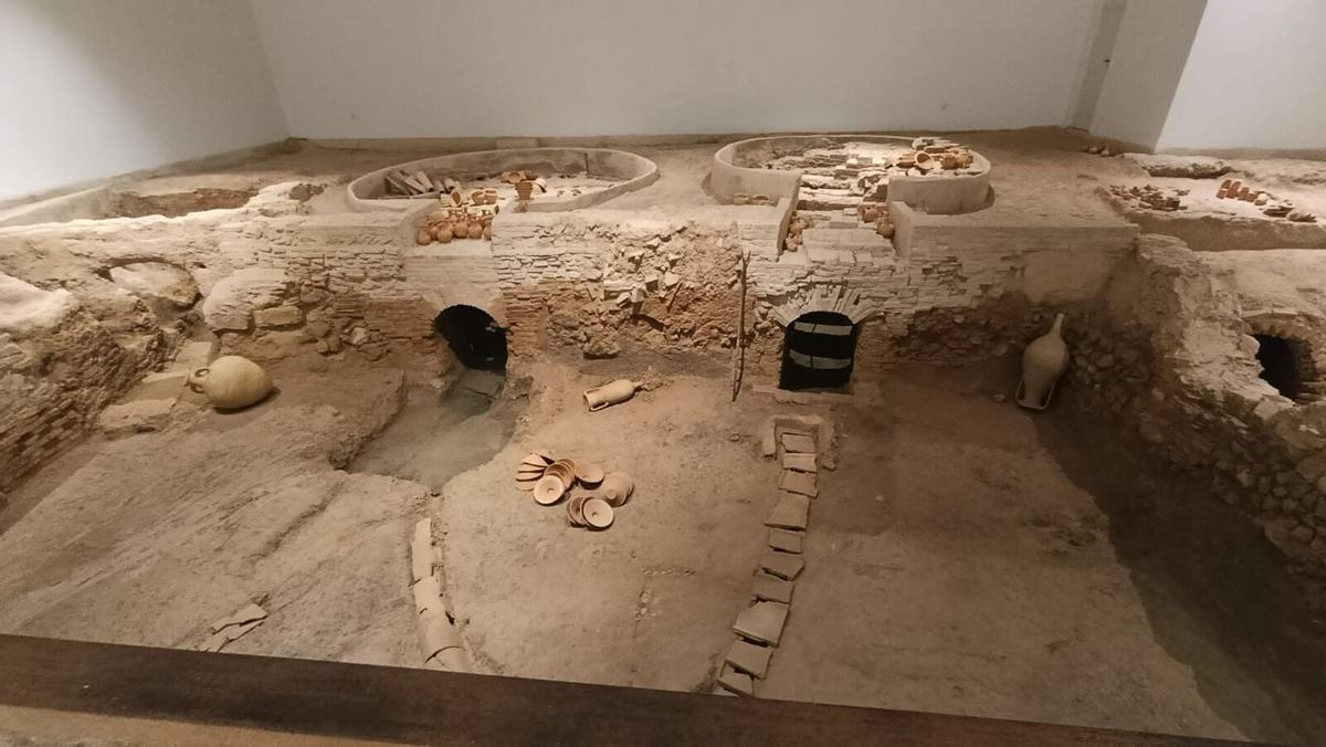 Hornos del alfar romano de Lucena, donde se han observado filtraciones de agua tras el temporal.