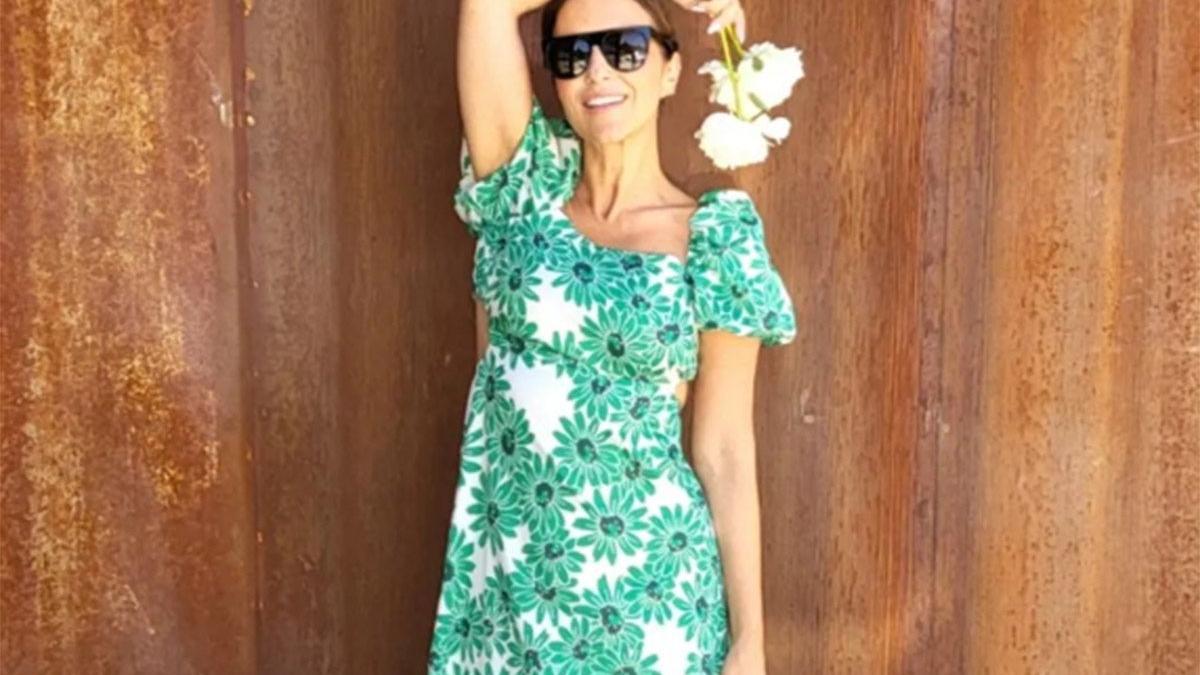 Paula Echevarría con vestido de Mango verde de flores