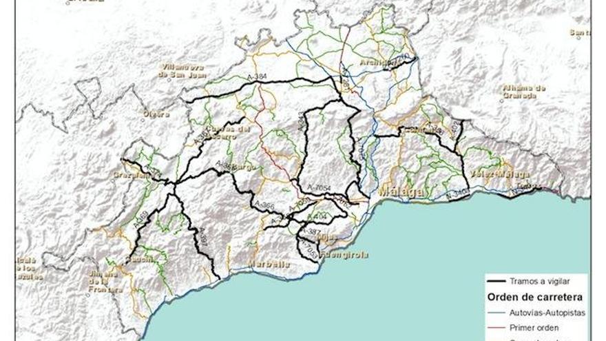 Mapa de radares móviles de Málaga.