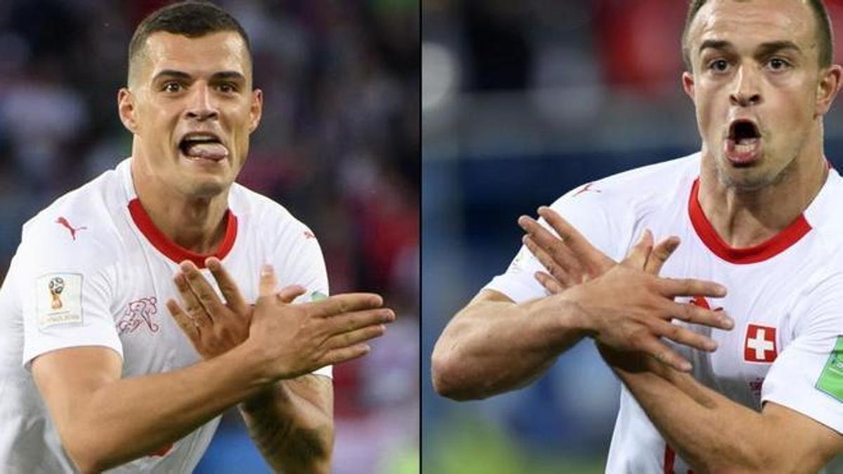 Xhaka y Shaquiri representan el símbolo del águila albanesa tras marcar ante Serbia en el Mundial de 2018.