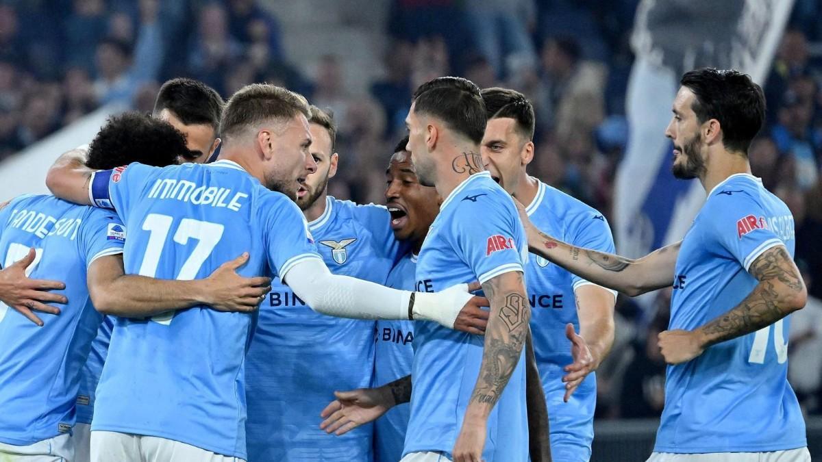Los jugadores de la Lazio, celebrando un gol contra el Sassuolo