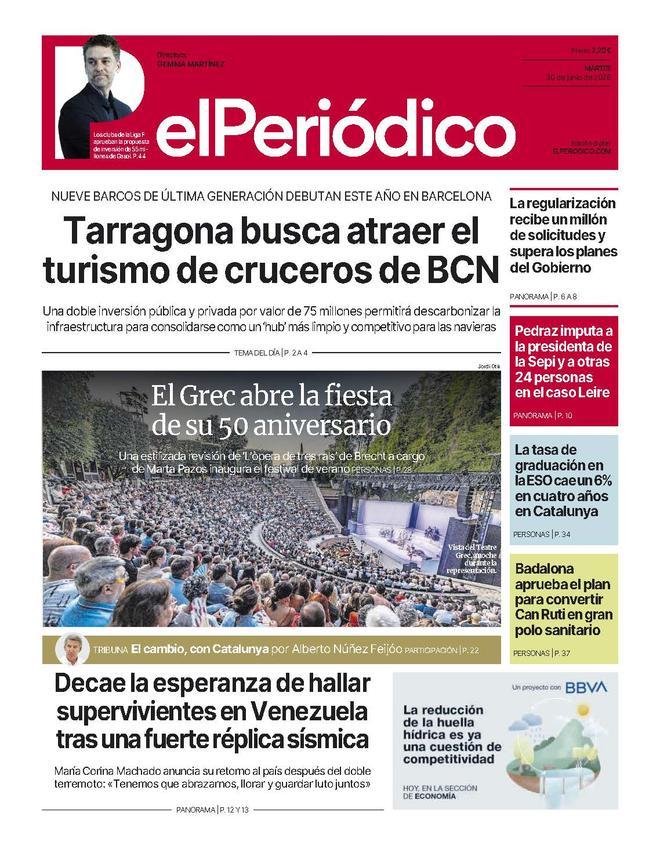 La portada de EL PERIÓDICO del 30 de junio de 2026