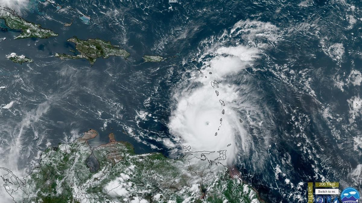 El huracán Beryl sobre San Vicente y Granadinas.