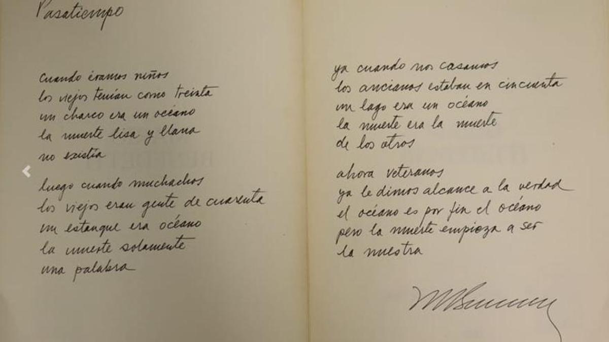 Manuscrito del poema 'Pasatiempo'.