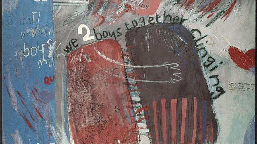 &quot;We Two Boys Together Clinging&quot;, del postmoderno David Hockney, es uno de los cuadros que se podrá ver, desde mañana, en la exposición &quot;Love&quot; de la National Gallery de Londres, cuyo repertorio incluye obras de diversas etapas, corrientes y soportes, manteniendo una temática común, ésta es, el amor.