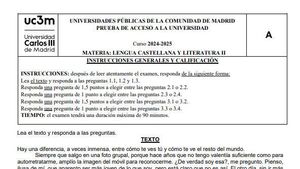 Examen de Lengua Castellana y Literatura de la PAU extraordinaria de Madrid