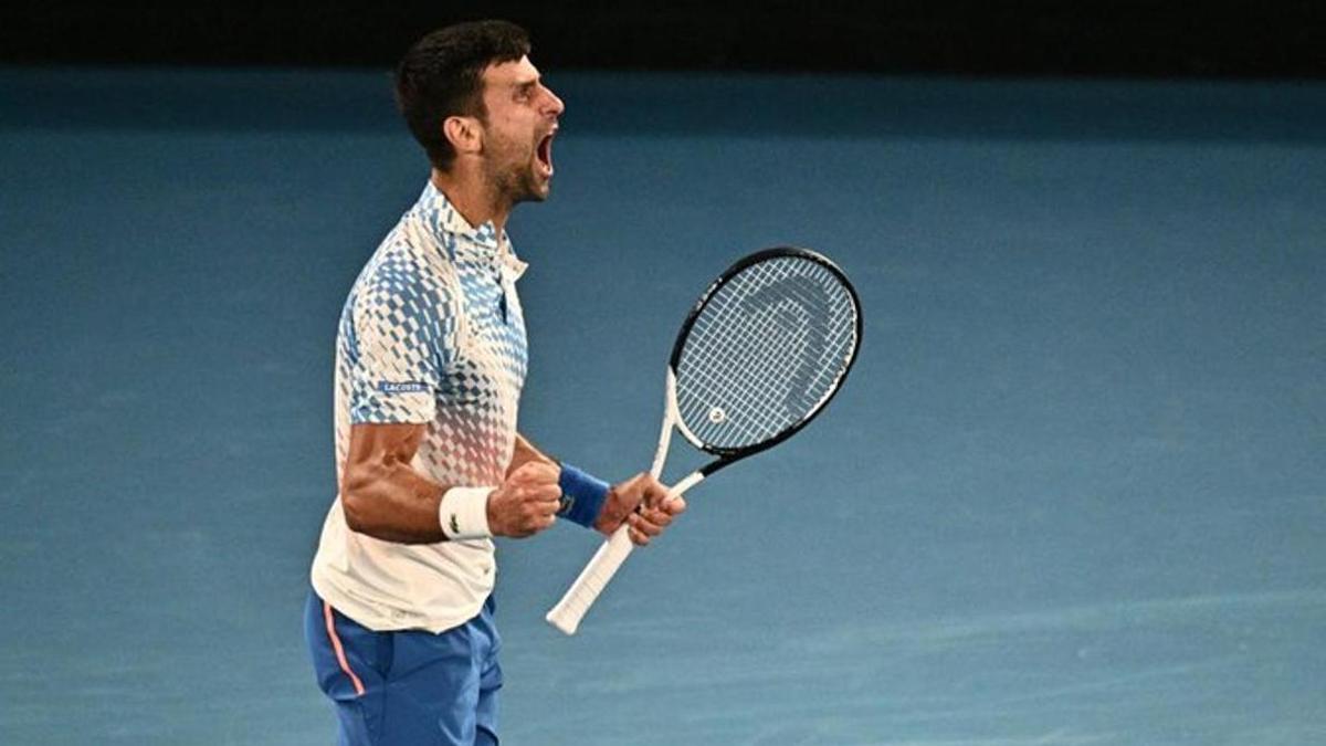 Djokovic celebra un punto.