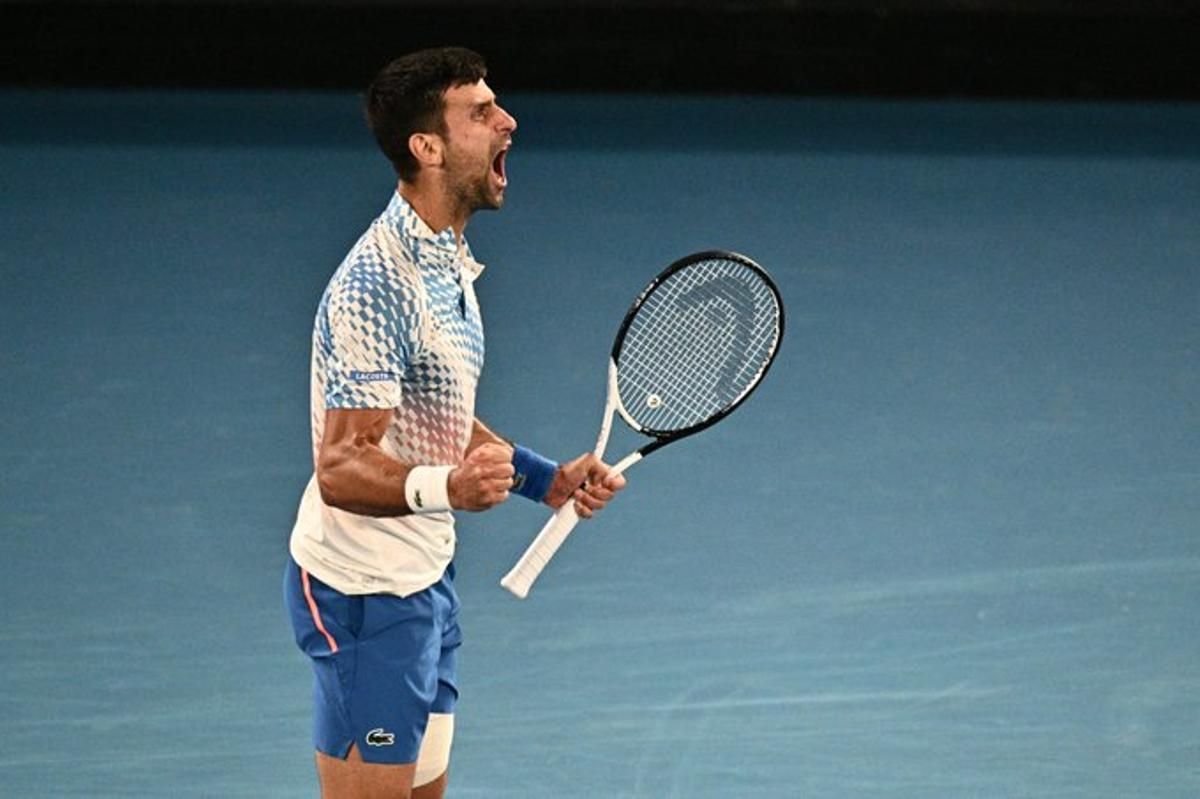 Djokovic celebra un punto.