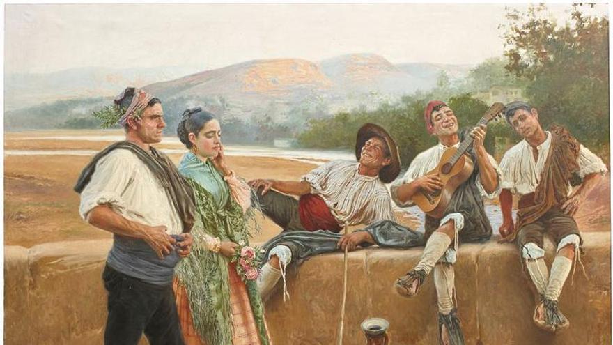 La pintura costumbrista, como esta de Juan José Gárate, aporta mucha información sobre la indumentaria que muchos aragoneses portan en las Fiestas del Pilar.
