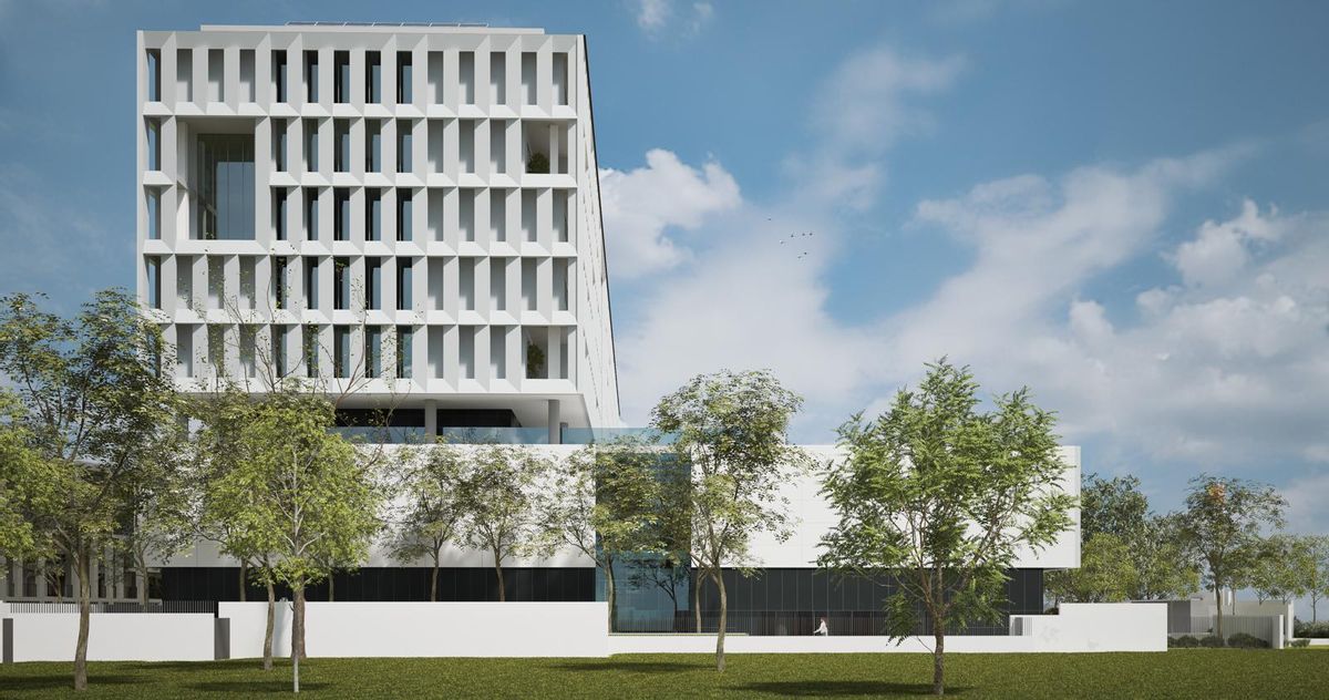Recreación del futuro Palacio de Justicia de Móstoles.
