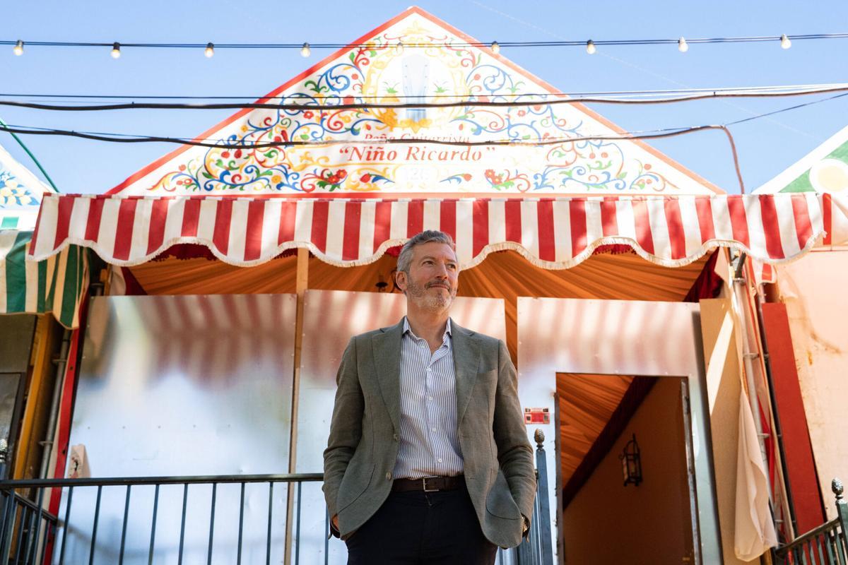 Miguel Ángel Bonilla, socio de la nueva caseta en Juan Belmonte asignada tras más de 30 años de espera en el recinto ferial de Sevilla