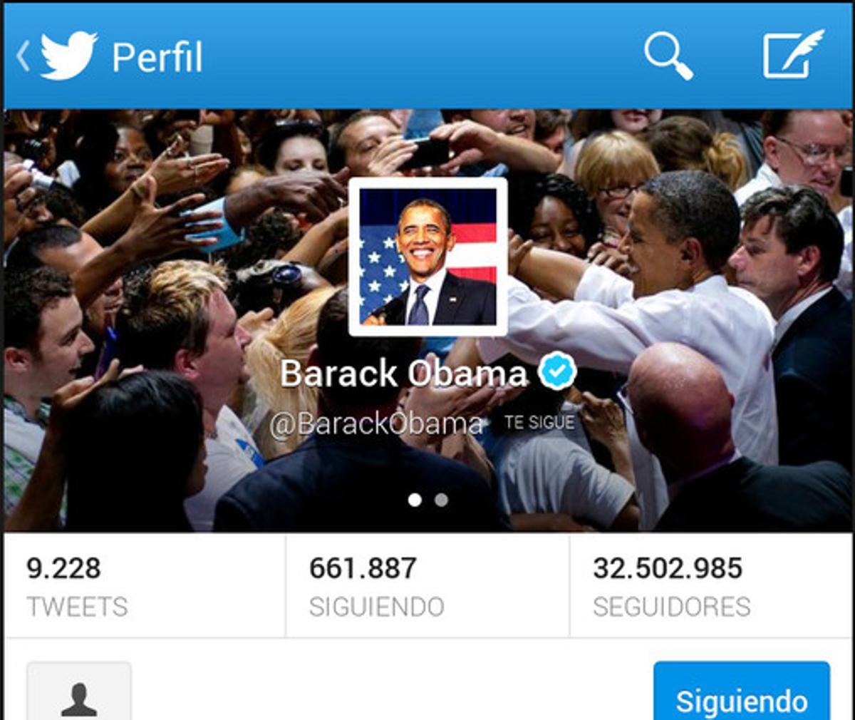 Obama me sigue en Twitter.