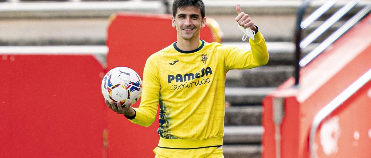 Gerard Moreno, durante un entrenamiento del Villarreal