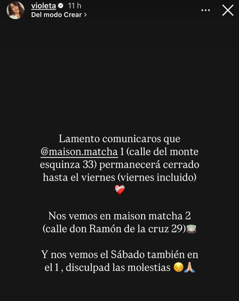 Violeta confirma que no puede reabrir el local hasta el viernes
