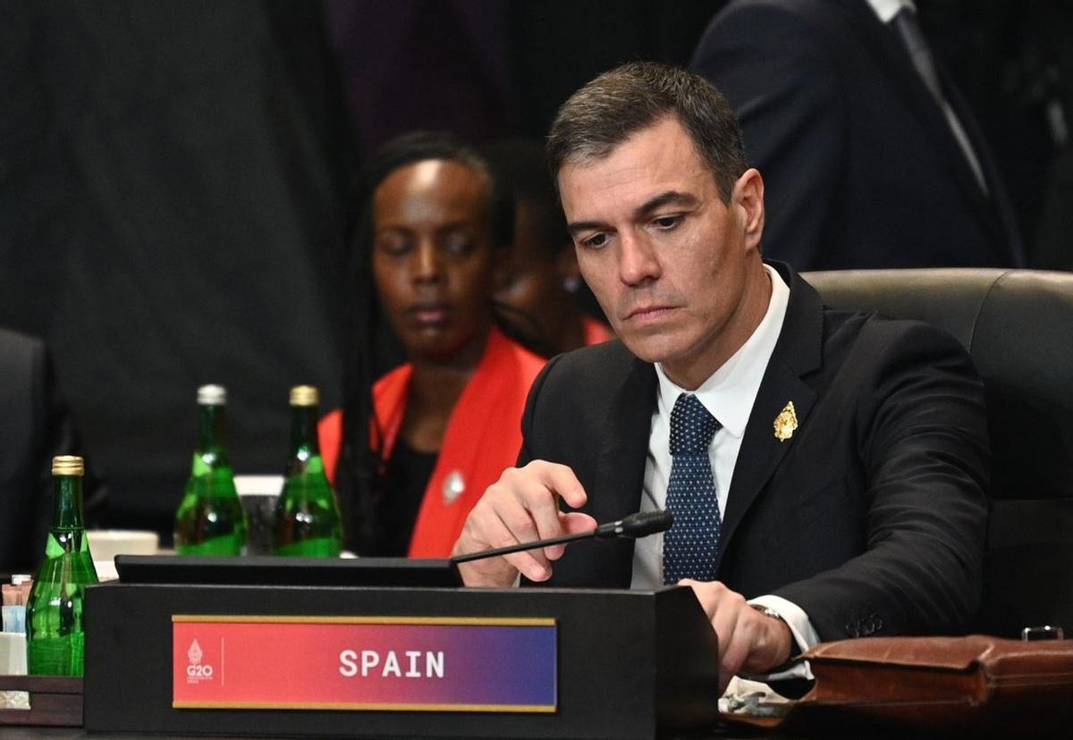 El presidente del Gobierno, Pedro Sánchez, durante la primera jornada de la cumbre del G20 que se celebra en Río de Janeiro (Brasil).