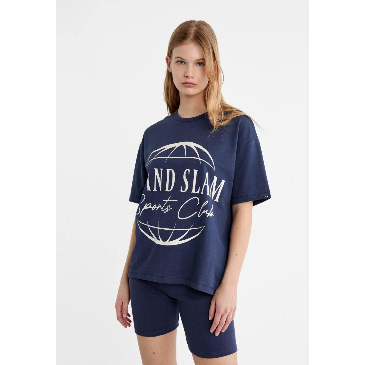 Camiseta oversize con texto Grand Slam