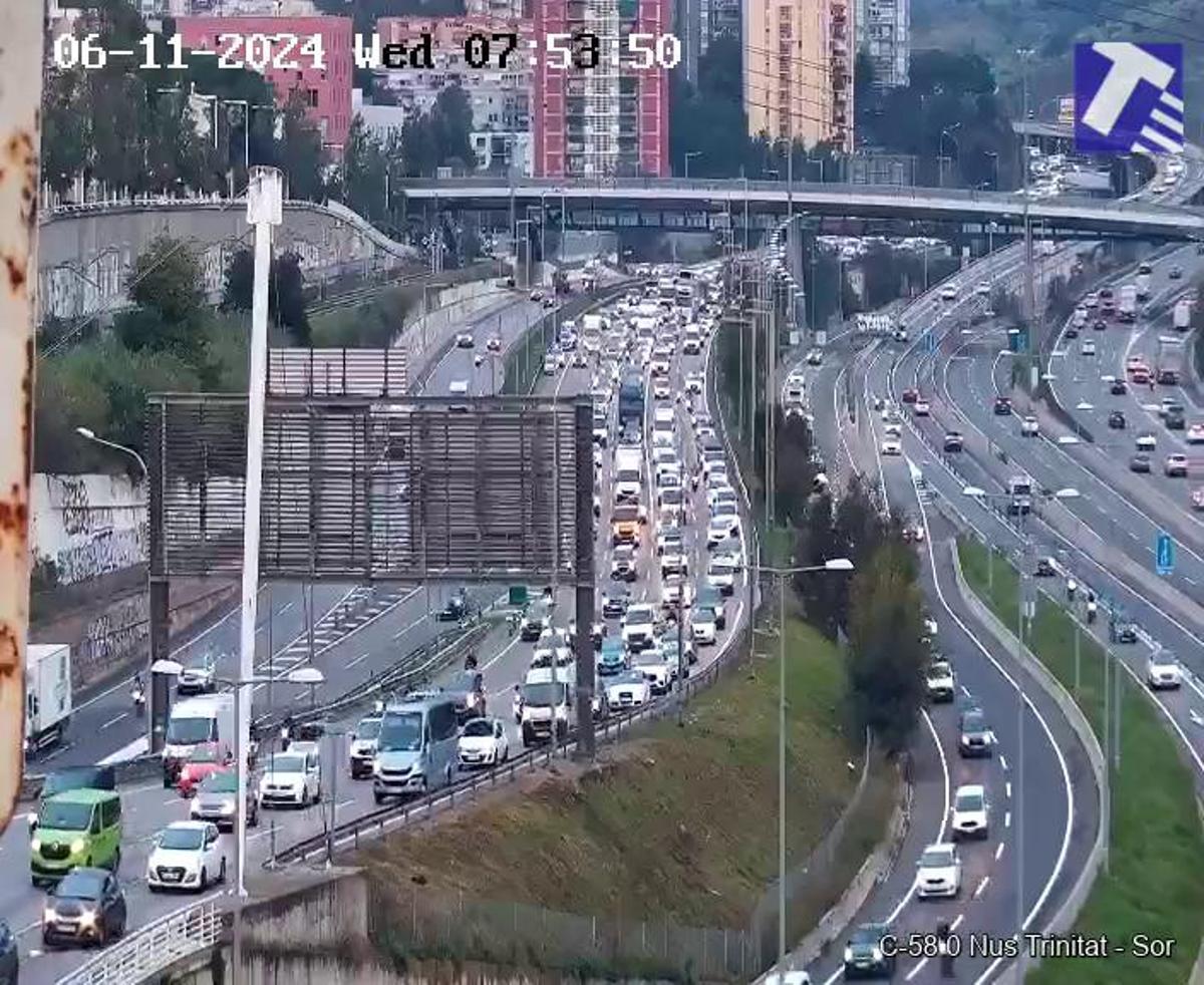 Tráfico en la C-58 cerca del Nus de la Trinitat. Imagen de archivo.