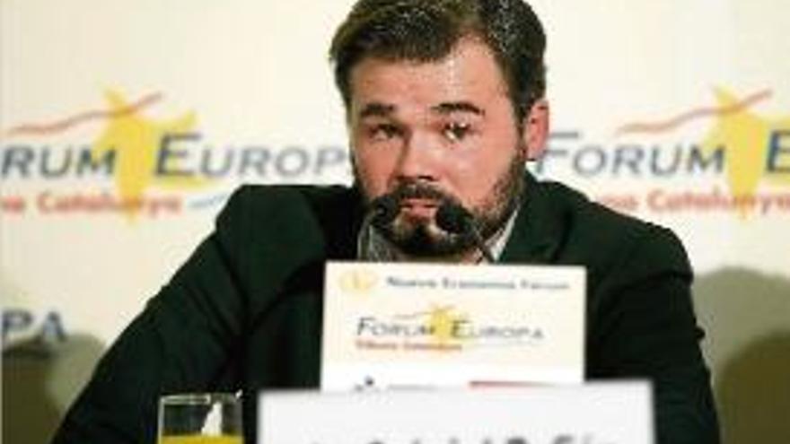 Gabriel Rufián, ahir, a l&#039;esmorzar de Fòrum Europa.