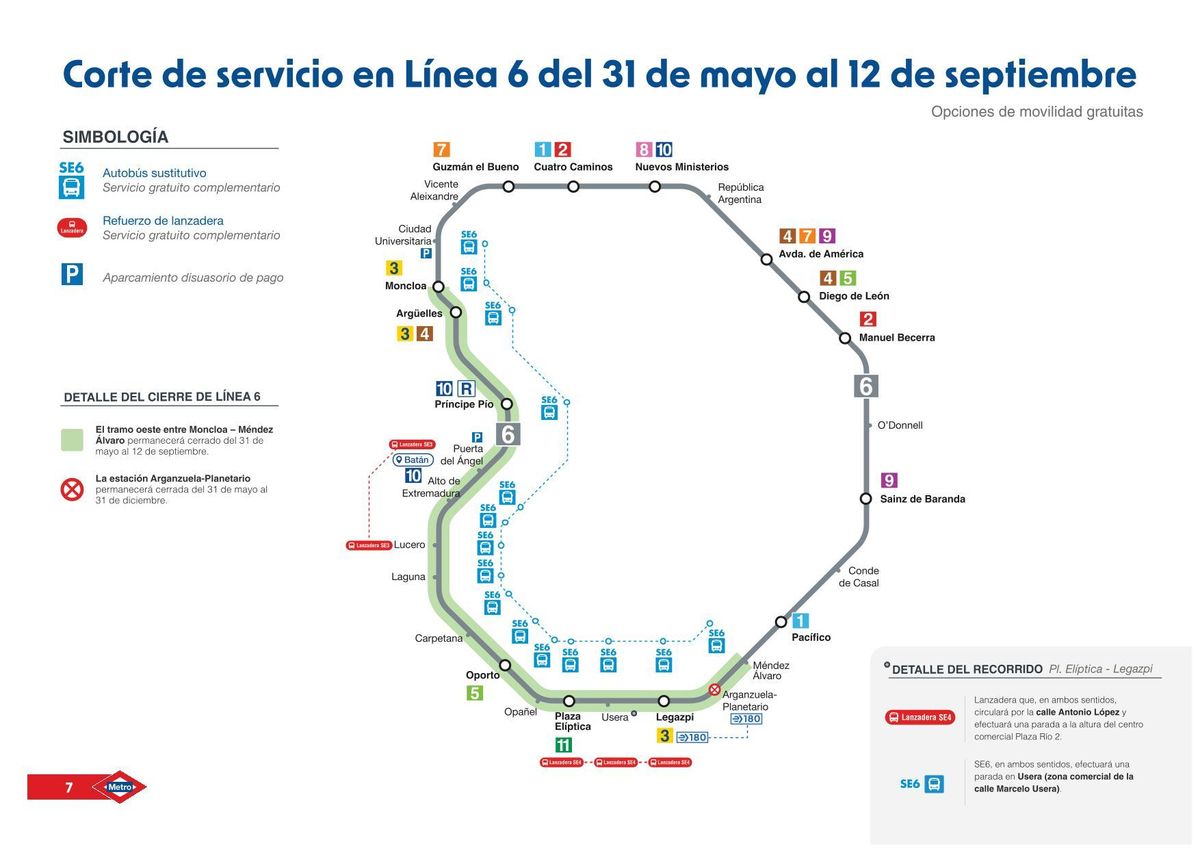 Carte de la fase I del metro de la línea 6.