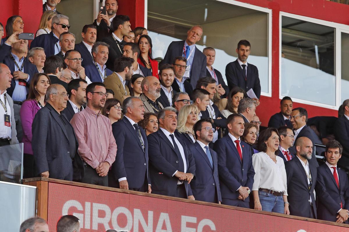 La llotja de l'estadi de Montilivi, durant el Girona-Barça.
