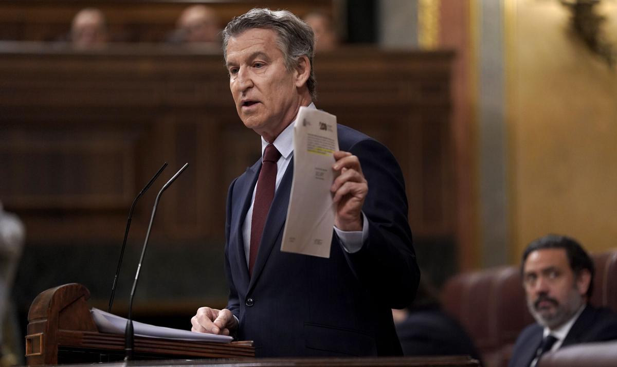 Madrid. 25.03.2026. Alberto Núñez Feijóo. Pedro Sánchez comparece en el Congreso de los Diputados para informar sobre la posición del Gobierno de España ante la guerra en Oriente Próximo