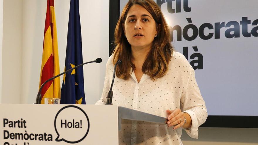 La coordinadora general del Partit Demòcrata Català (PDC), Marta Pascal, ahir durant la roda de premsa