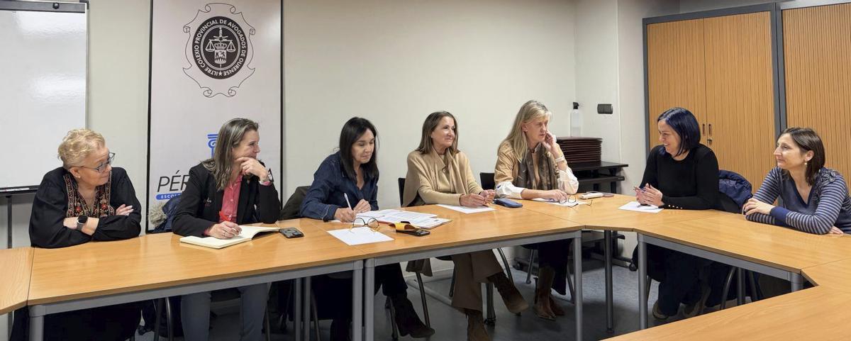 La decana de la abogacía y miembros de su junta, reunidas con la diputada y edil socialistas. |  Cedida