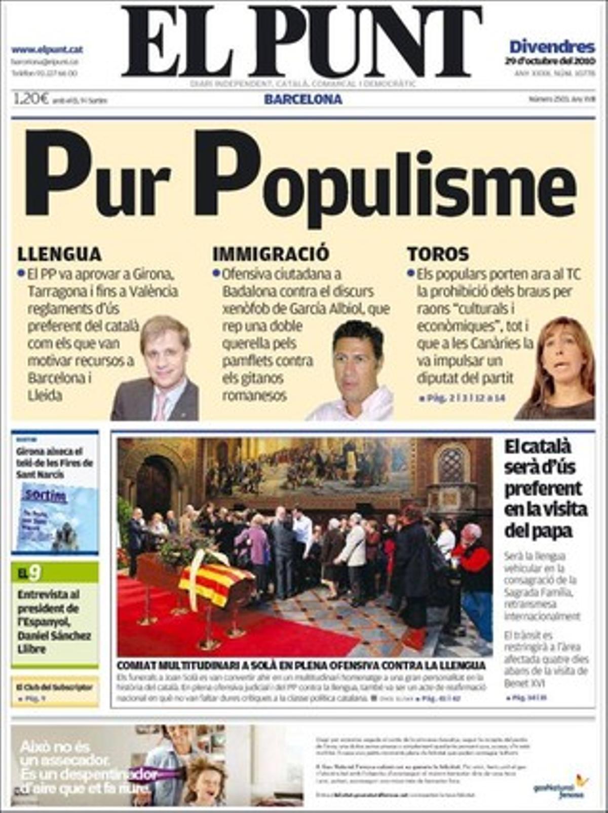 A les pàgines interiors ’El Punt’ destaca que el fiscal de medi ambient manté la seva acusació i investigació sobre diversos alcaldes catalans per vessaments d’aigües fecals, i que el Ministeri de Foment fixa ara per al 2012 el soterrament de la R2 pel centre de Montcada.