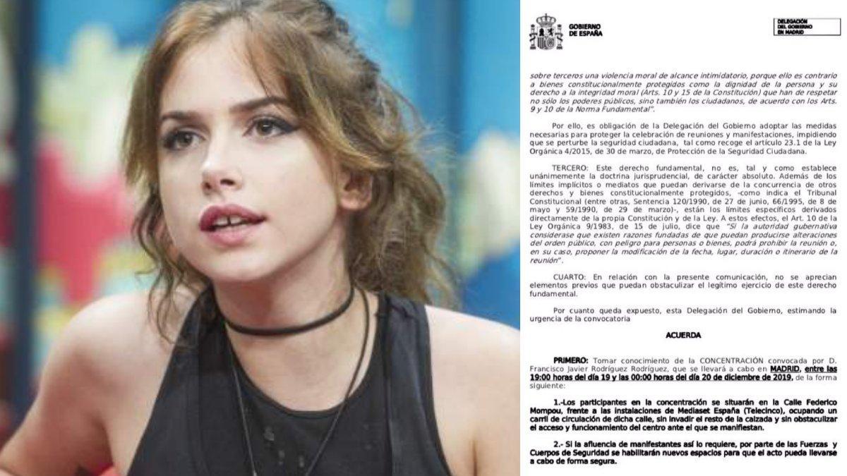 La autorización de la delegación del Gobierno para la concentración por el caso Carlota Prado en Mediaset