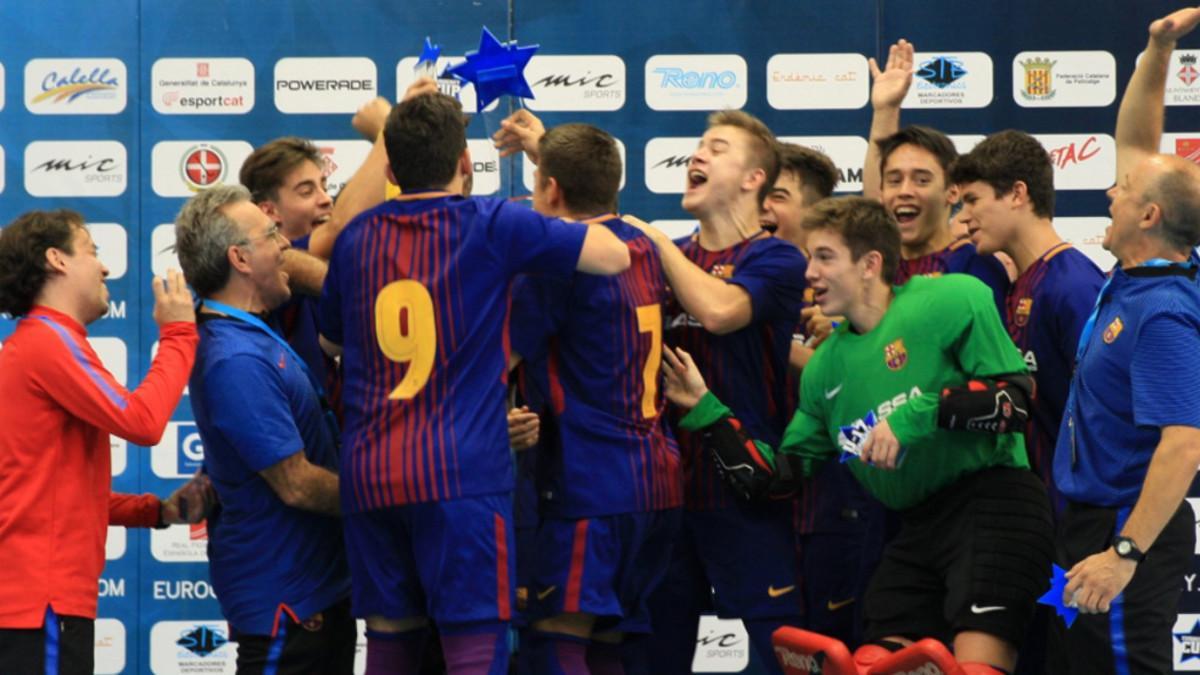 La alegría del FC Barcelona tras superar al Follonica en la final