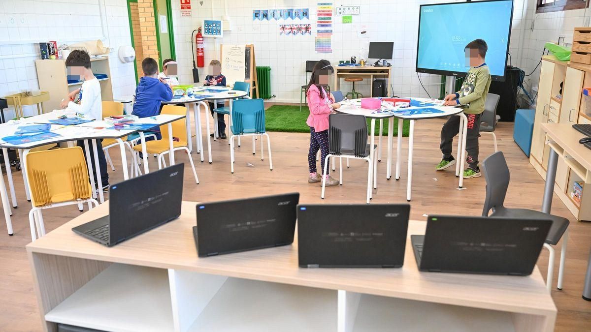Un aula del colegio Cervantes en Elche