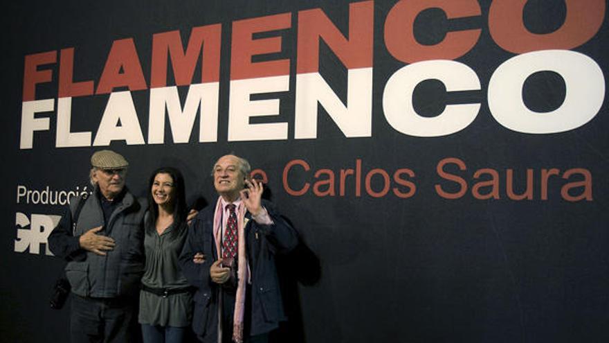 Carlos Saura, Sara Baras y Vittorio Storaro, durante la presentación de la película.