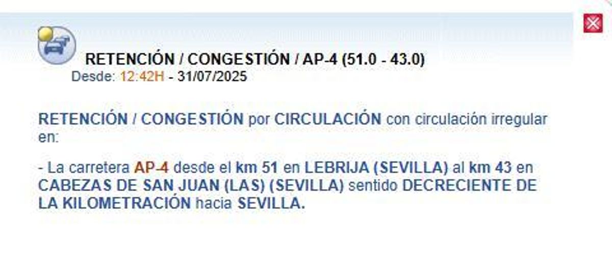 Atasco en el km 51 de la AP-4