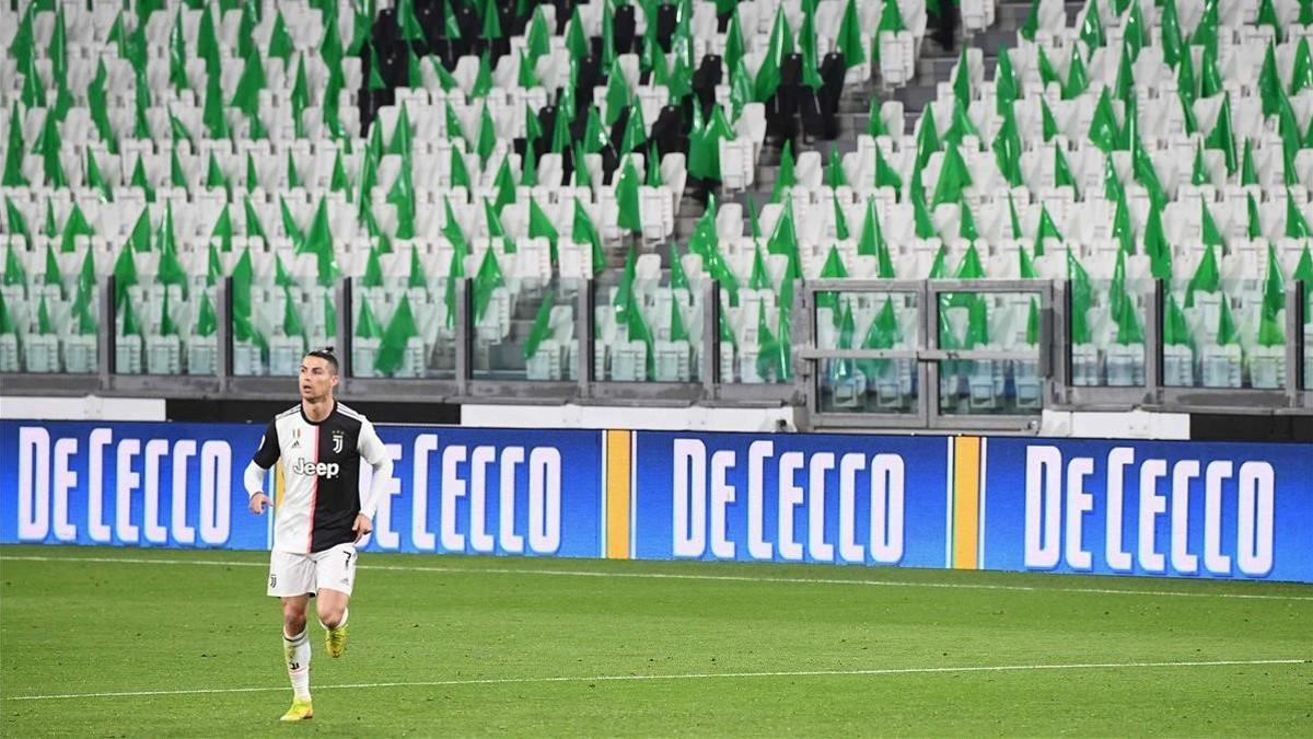 Cristiano Ronaldo, jugando a puerta cerrada con el Juventus.