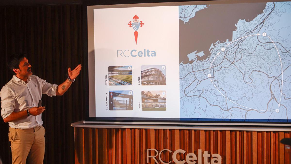 Carlos Cao, director de infraestructuras y relaciones institucionales del Celta, este lunes en la presentación de la segunda fase de la ciudad deportiva Afouteza.