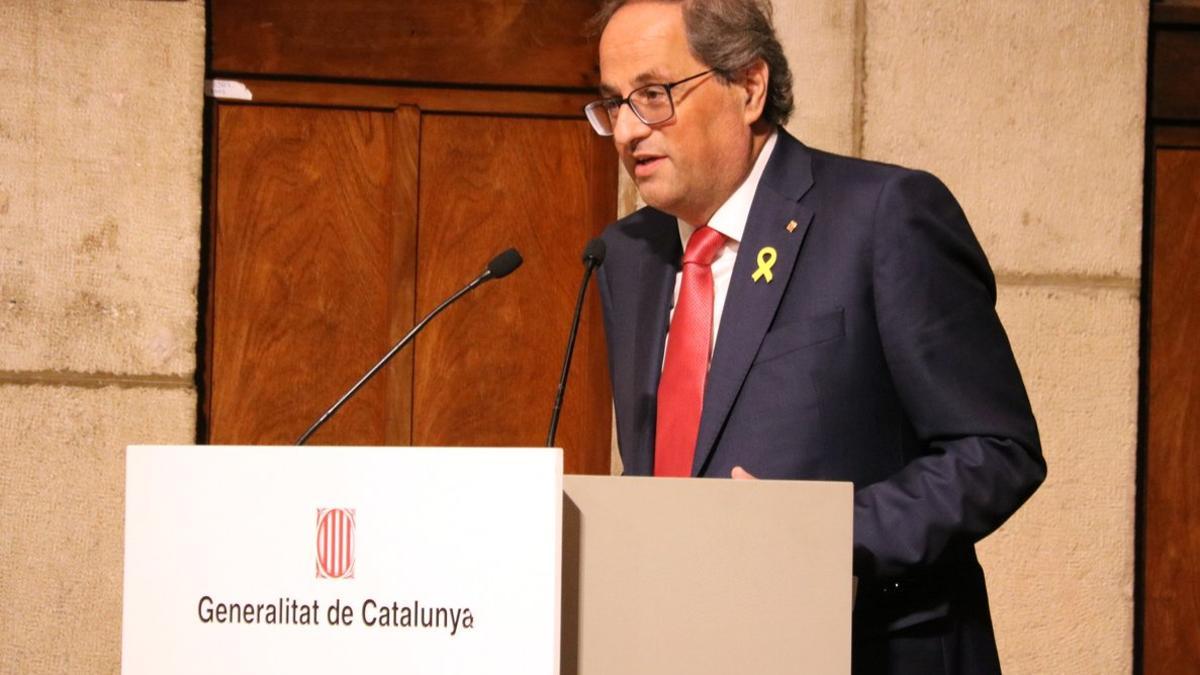 Quim Torra, durante un acto este martes en Barcelona.