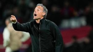 Luis Enrique, durante la vuelta de cuartos de final de Champions en Montjuïc