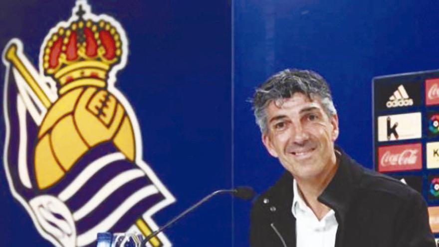 Alguacil, ayer, en su presentación como técnico de la Real Sociedad.