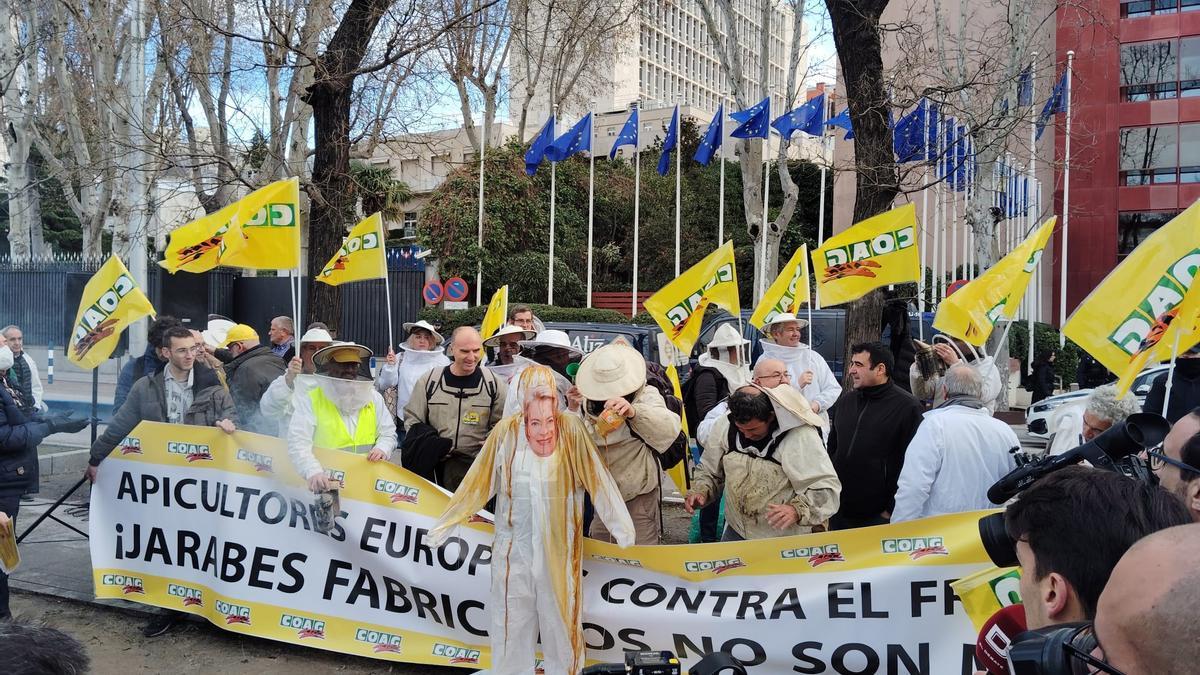 Imagen de la manifestación de los apicultores españoles en Madrid.