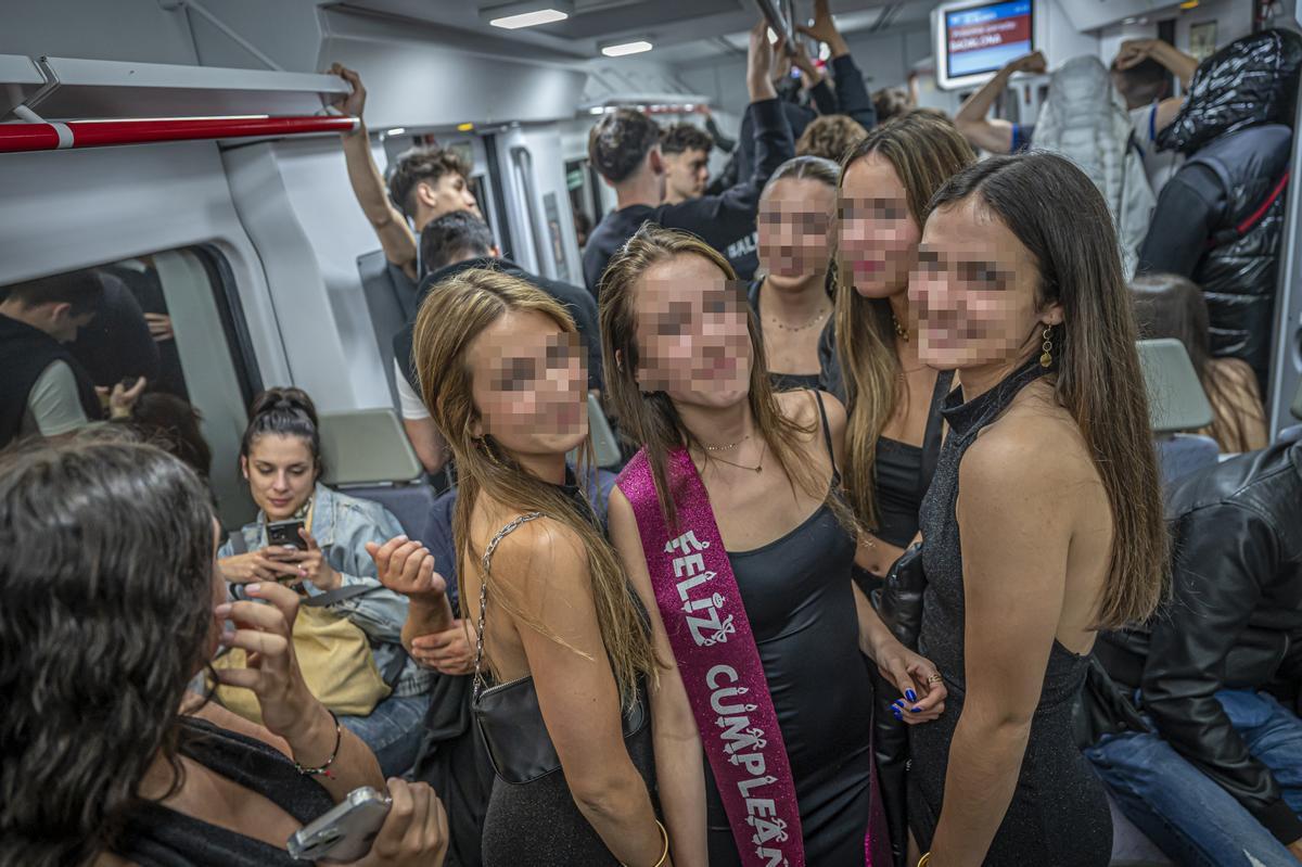 En el tren del botellón a Mataró